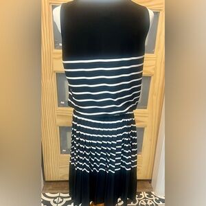 Dress Barn Black and White Striped Midi Dress Size 8